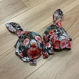 La Vie En Rose Aqua Floral Print Women's Swim Bikini Top